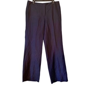 Nine West Navy Blue Straight Leg Linen Blend Pants
